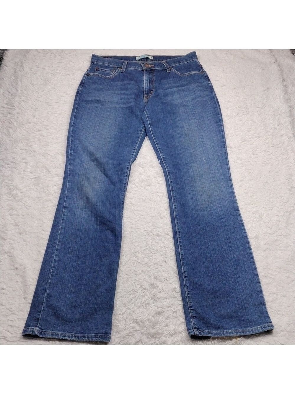 Levi's 550 Blue Medium Wash Five Pocket High Rise Relaxed Boot Cut Denim Jean - Picture 2 of 15